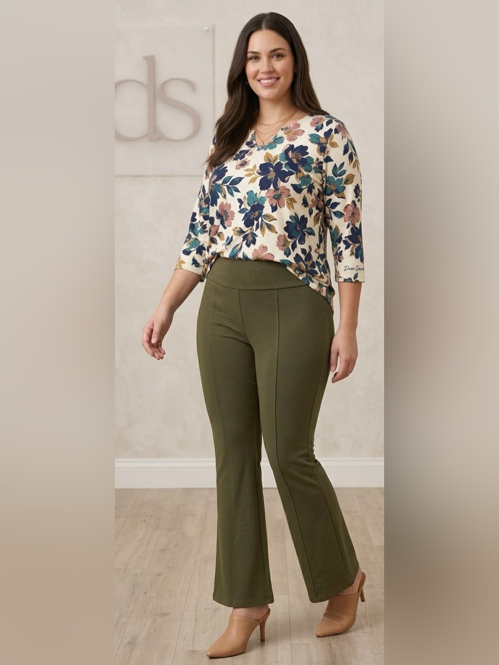 Dear Scarlett Olive Green Stretch Flare Trousers